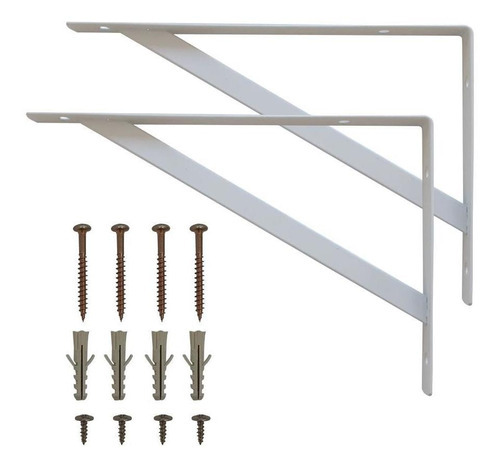 Kit 2 Prateleiras 80 X 25cm Branca Com Mão Francesa