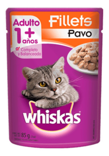 Alimento Whiskas 1+ Whiskas Gatos s para gato adulto todos los tamaños sabor fillets de pavo en sobre de 85g