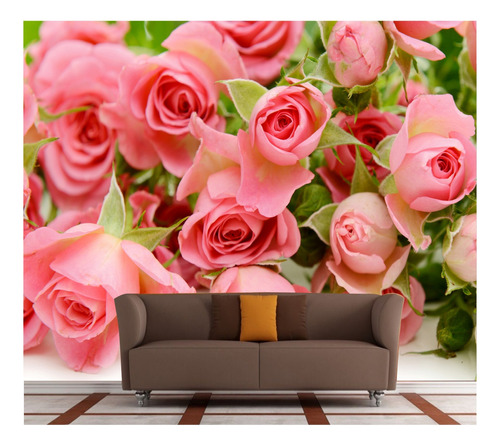 Papel De Parede Rosas Flores Tam.gg 7,30m² Adesivo Flores 59