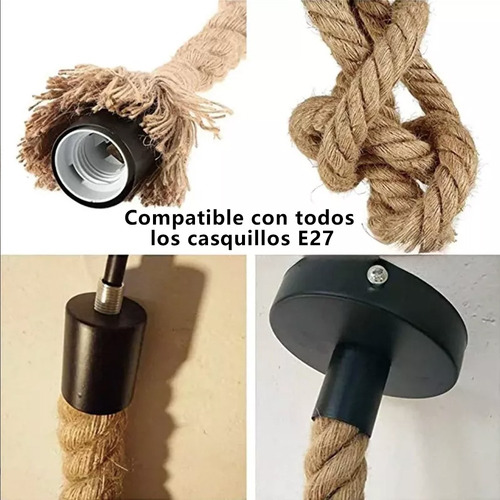 5pzs Socket Foco Cuerda De Yute,focos Vintage Colgantes 1m