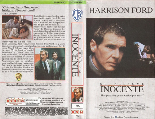 Se Presume Inocente Vhs Harrison Ford Raul Julia Greta Scacc