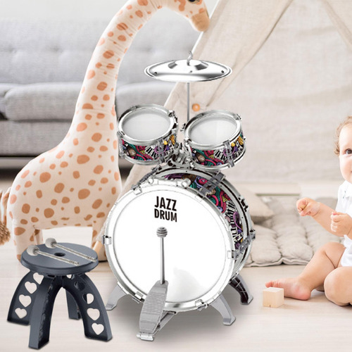 Juego De Batería Para Niños, Iluminación Musical, 3 En 1