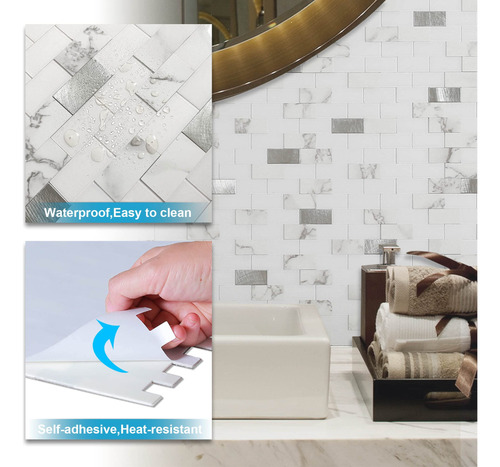 Benice Azulejos Adhesivos Para Pared Autoadhesivo 3d Blanco