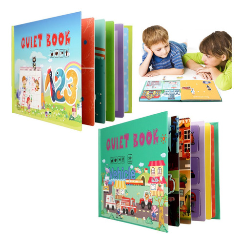 Libro Interactivo Montessori Silent Color Para Niños, 2 Piez