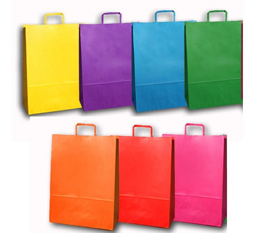 Bolsas De Cartón En Colores 22x30 De Regalo Paquete X10 U