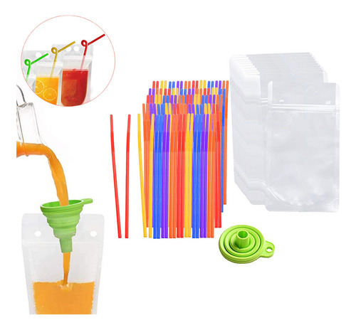 100 Unidades De Bolsas De Bebida Desechables Selladas Con