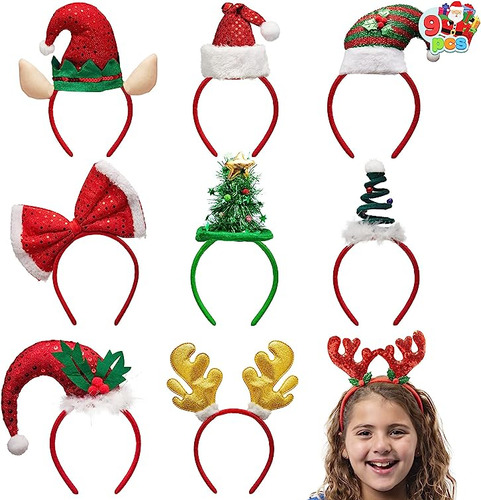 Paquete 9 Diademas Navidad Accesorios Para Sombreros Navidad