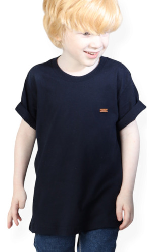 Camiseta Infantil Menino Lisa Com Courino Mini´s - 2 Cores
