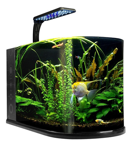 Kit Acuario Nano Bullet 12 Lt Vidrio Curvo, Luz Led, Filtro Multi-etapas Con Material Filtrante Y Bomba De Agua