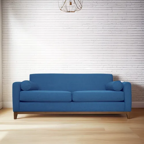 Sofá Meli 3 Cuerpos Chenille Tipo Lino Azul