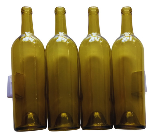 12 Pza Botellas De Vidrio Doble Color Miel 750ml Con Corcho