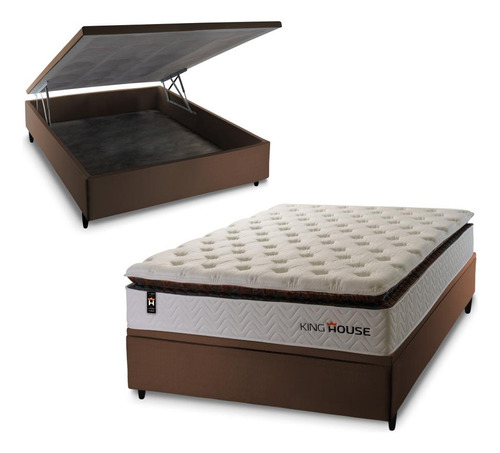 Cama Box Baú New York Branco 138x188x80 C/ Molas Ensacadas