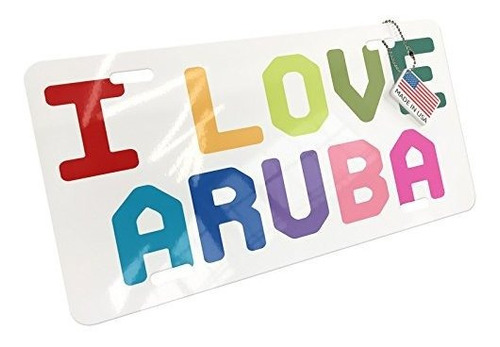 Neonblond Metal License Plate I Love Aruba,colorful