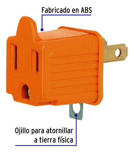 Adaptador 3 A 2, Naranja, A Granel, Volteck 46256