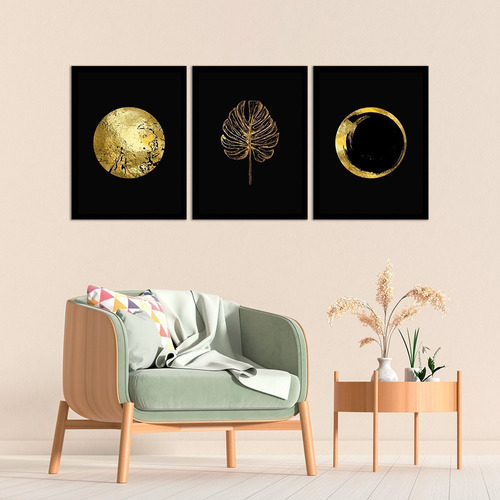 Kit de 3 marcos decorativos en forma de pan de oro con marco, 48 x 63