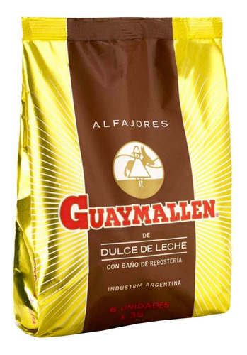 Alfajor Guaymallen Chocolate Dulce De Leche X6 Unidades