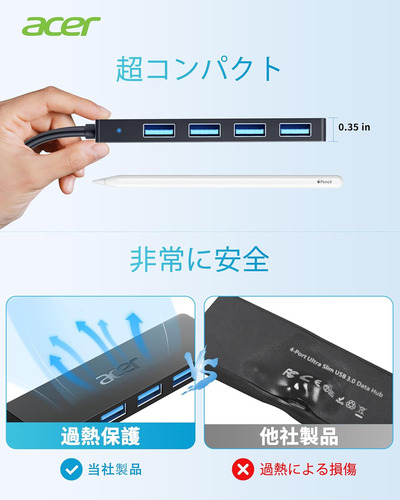 Hub Usb Múltiple Acer, Múltiple, Usb A 120 Cm Bl...