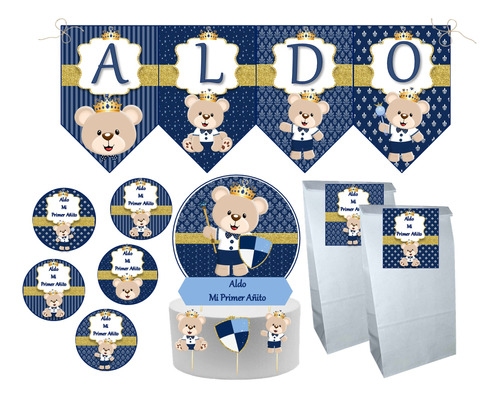 Combo Cotillón 35 Bolsitas Stickers Banderín Personalizado