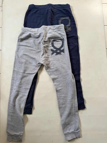 Pants Benetton 2 Piezas Gris Y Azul Juvenil L Excelente Semi