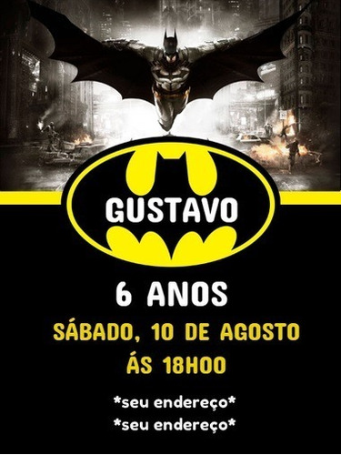 Convite Digital De Aniversário Personalizado - Batman