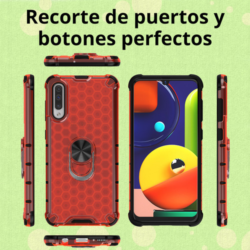 Funda Para Galaxy A50 Con Mica Varios Modelos Antigolpes Gris Honey Ring
