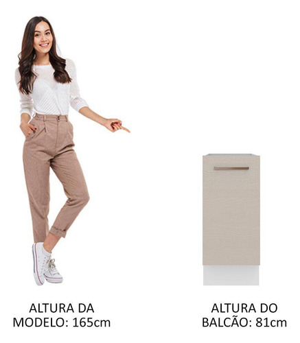 Gabinete Bajo Cocina Madesa Agata 35cm 1 Puerta Sin Encimera Color Blanco/Crema