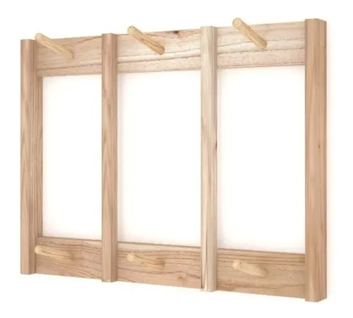 Perchero Nórdico De Pared Madera Paraíso 9 Perchas