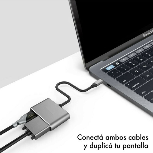 Imagen 4 de 9 de Usb C - 2 En 1 Salida Video: Hdmi + Vga Full Hd Dual 4k 2k