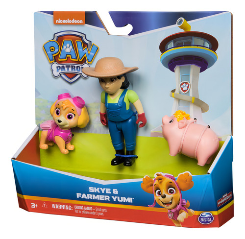 Paw Patrol, Set Figuras De Skye, Granjera Yumi Y Cerdito