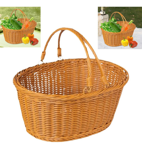 Cesta De Picnic Con Manijas De Canasta De 38 X 30 X 18 Cm