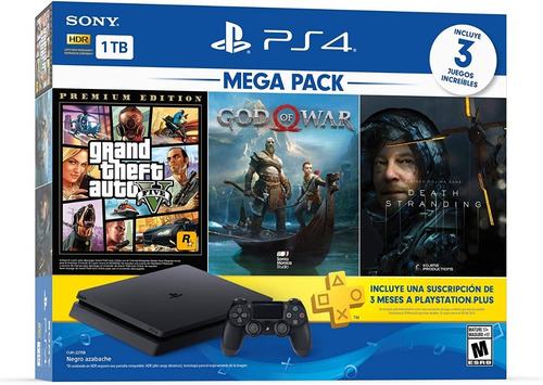 Consola Playstation 4 Mega Pack Con 3 Juegos Gtav God Of War