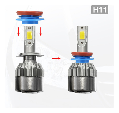 2 Zócalos De Bombillas De Faros Led H11 Universal Azul Auto