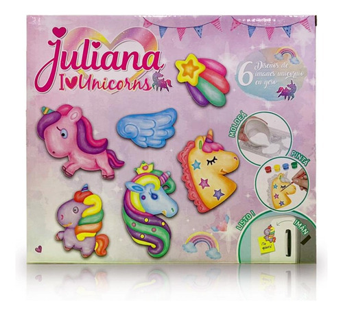 Juliana I Love Unicorns Diceños De Imanes En Yeso