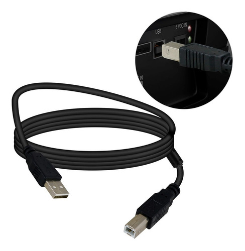 Cable Usb 2.0 Para Impresora Proyector Multifuncional 1.3mts Color Negro