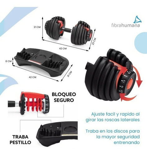Mancuerna Maciza 16 Kg Regulable Ajustable Gym Fitness