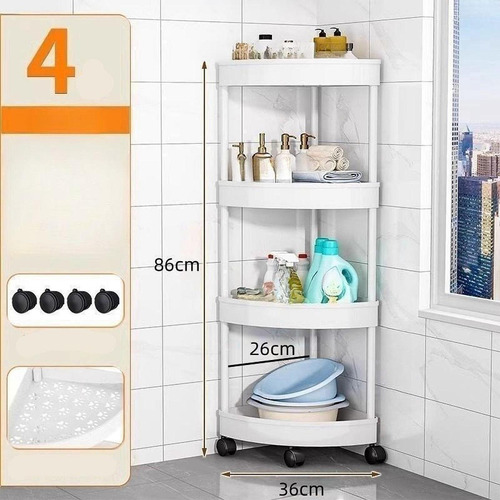 Estante De Esquina De Piso Gran Capacidad 4 Niveles Blancos