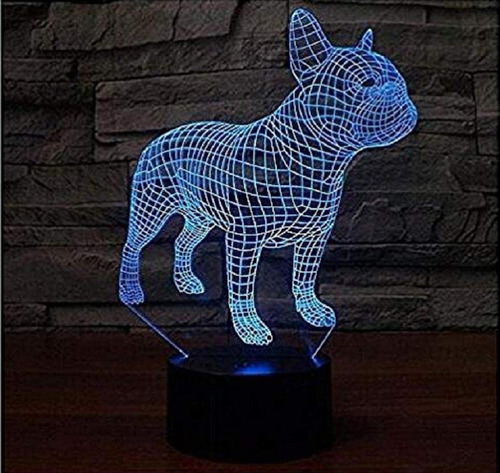 Lampara Noche Perro Bulldog Franz 3d Mesa Tactil Ilusion 7
