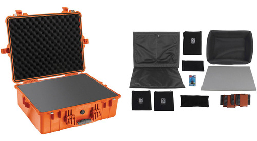 Pelican 1600 Case With Foam And Black Divider Set Orange