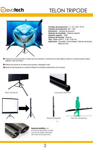 Telon Con Tripode 213x213cm, Mecanismo Retractil