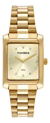 Relogio Mondaine Feminino Quadrado Dourado Social Luxo