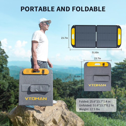 Panel Solar Portátil Vtoman 110w, Ip67, Modelo Vs110