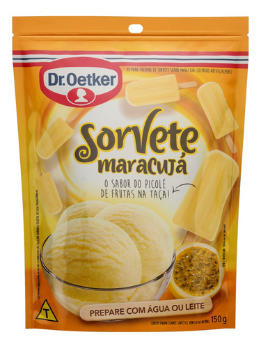 Pó para Sorvete Maracujá Dr. Oetker Sachê 150g