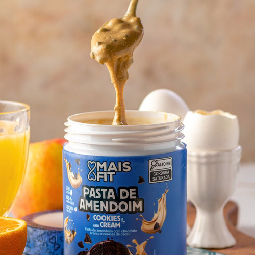 Pasta De Amendoim Cookies And Cream Sem Açúcar Mais Fit 500g