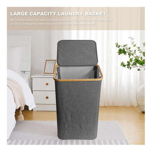 Cesta De Bambú Para Ropa Sucia Con Tapa.