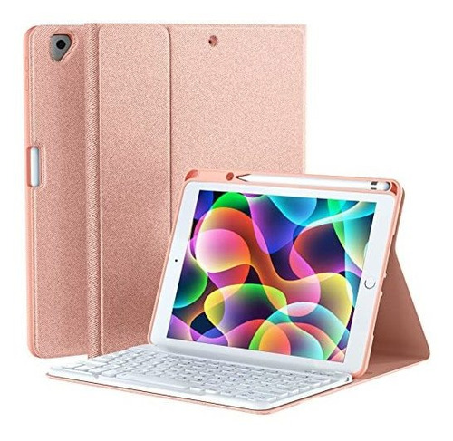 Funda Con Teclado iPad Air 3 10.5/iPad 9/8/7gen10.2 Rosa Oro