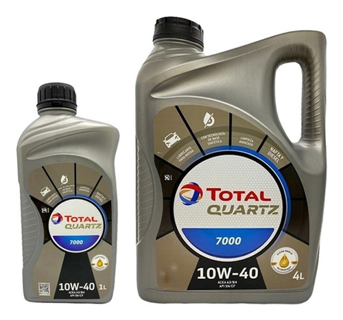 Kit Aceites Total Quartz 7000 10w-40 Semi Sintetico X 5 Lts