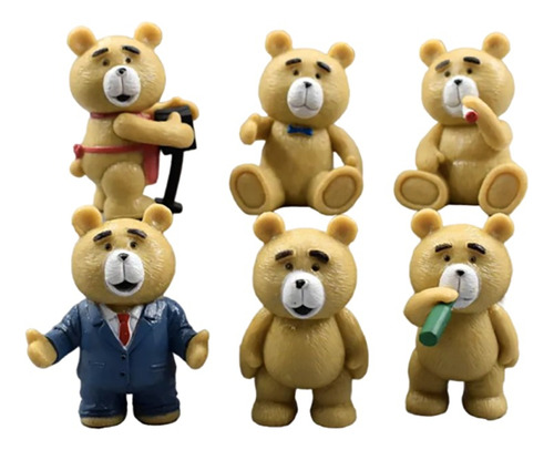 Set 6 Figuras Oso Ted Película Teddy Bear De Colección