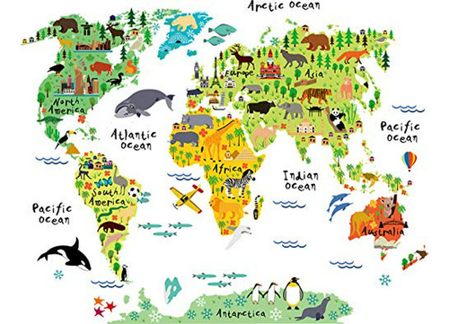 Mapa Educativo De Animales Y Monumentos Para Niños Compatibl