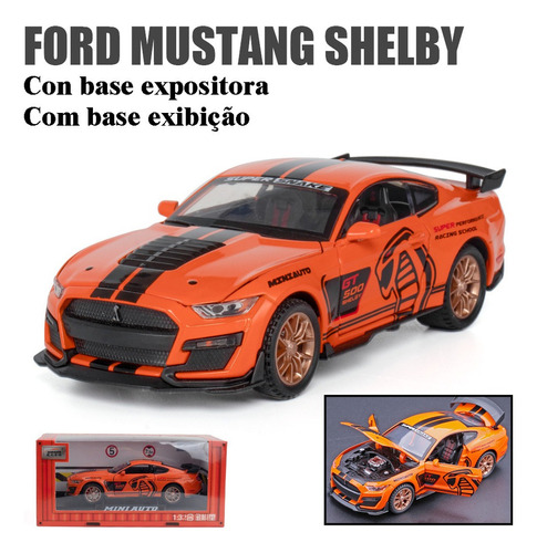 Ford Mustang Gt500 Miniatura Metal Coche Con Luces Y Sonido