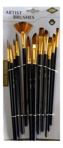 Set Pinceles Artisticos X12 Modelos Calidad Profesional Xbw